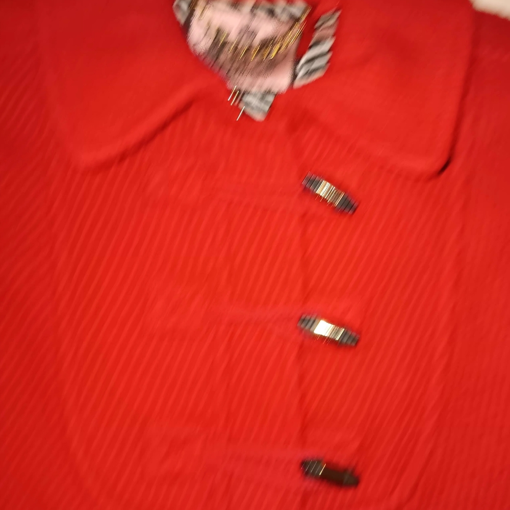 Juicy Couture Women's Red Button-Front Wool Blend Jacket Sz M Zebra Lining - Picture 3 of 8